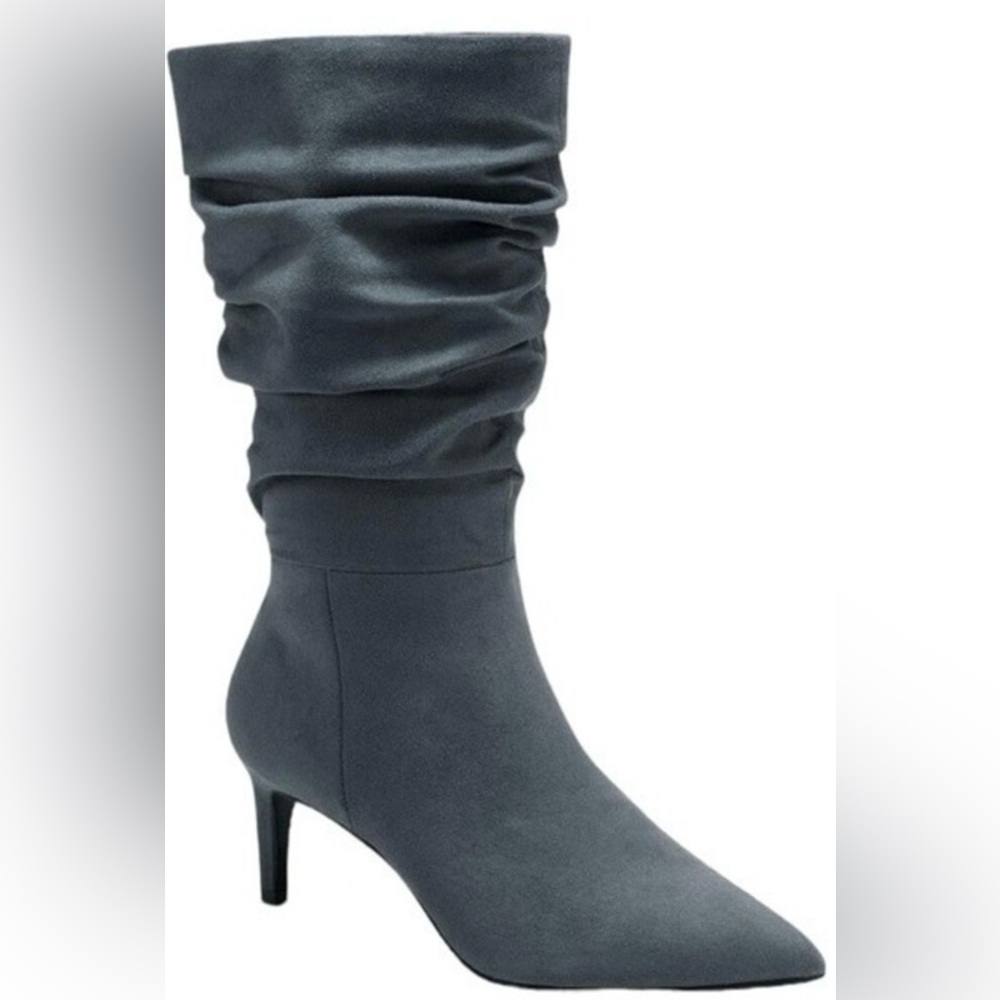 NWOB Alfani Lissa Faux Suede Light Gray Slouchy Women's Boots -Sz 9.5 - Picture 5 of 9